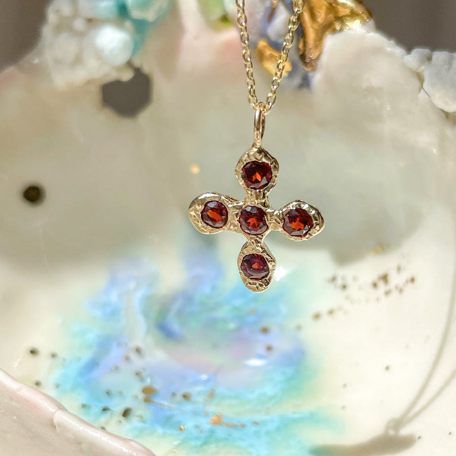 Luxury Floral Cross Zircon Necklace