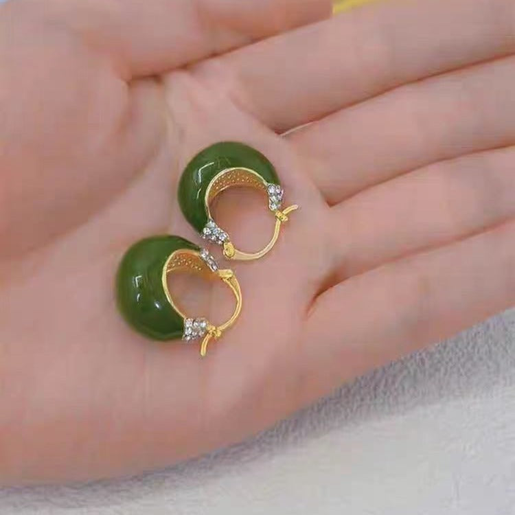 Red & Green Dripping Oil Rhinestone Earrings