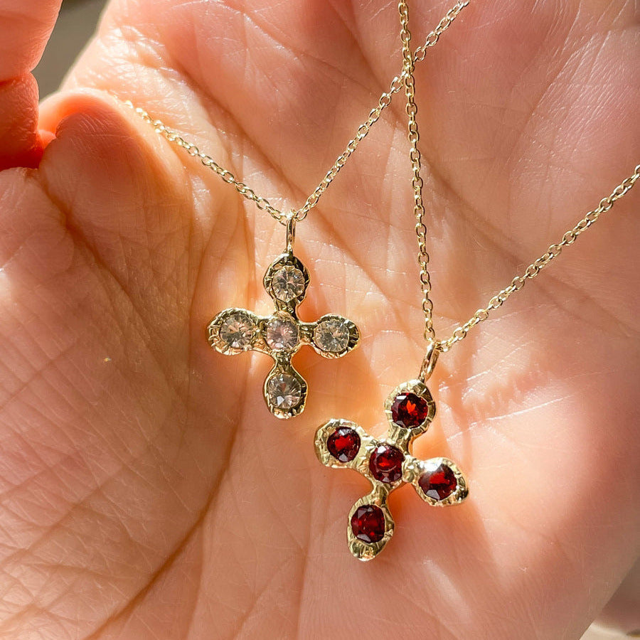 Luxury Floral Cross Zircon Necklace