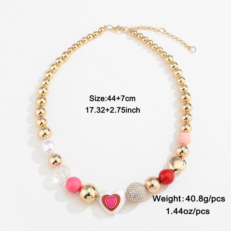 Fashion Heart and Peach Pearl Bracelet Combination