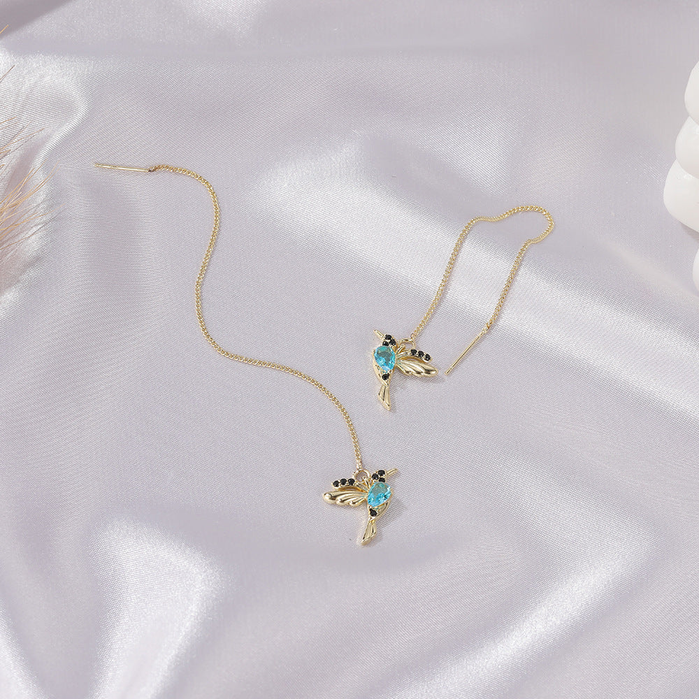Unique Long Hummingbird Earrings