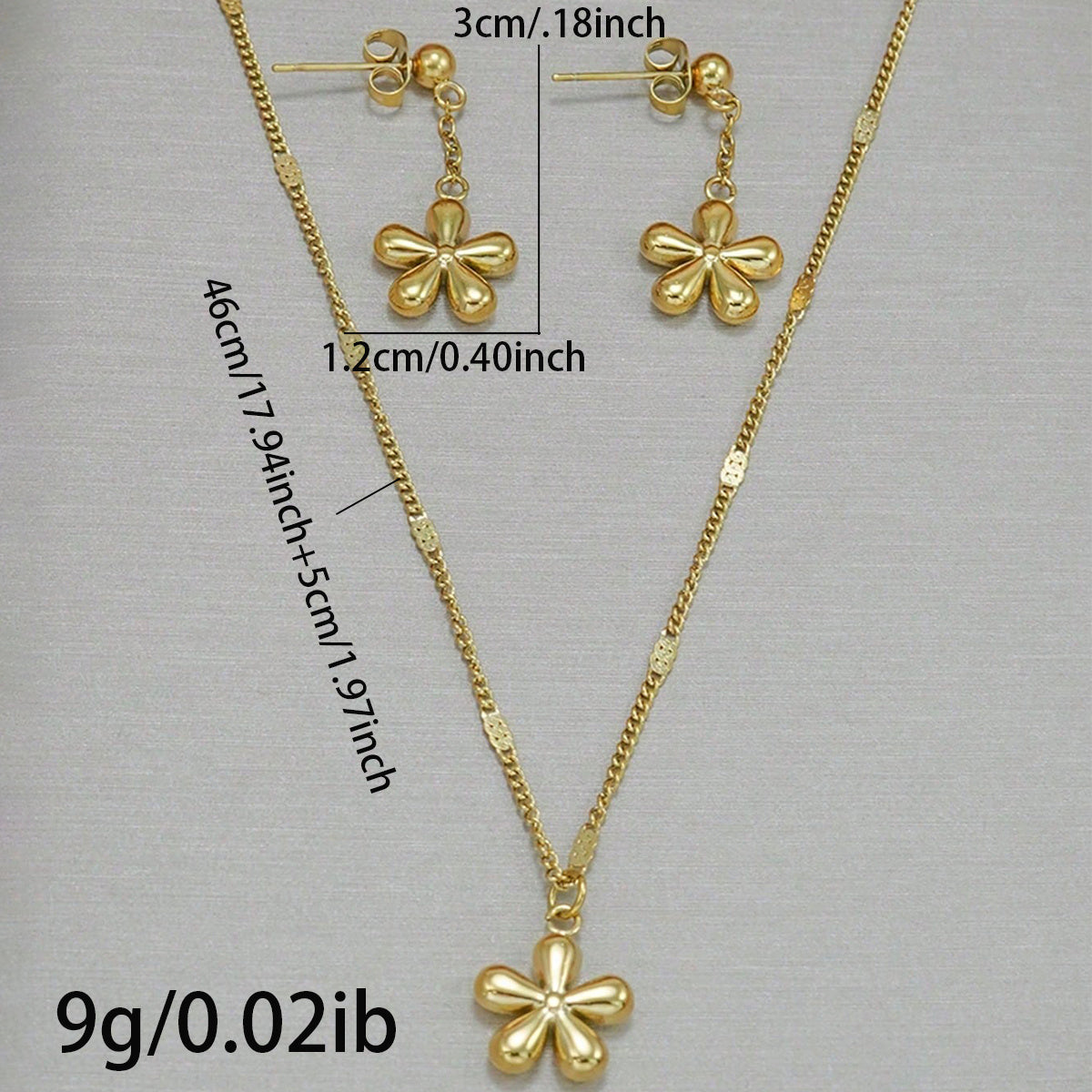Dainty Flower Pendant Necklace And Earrings Set