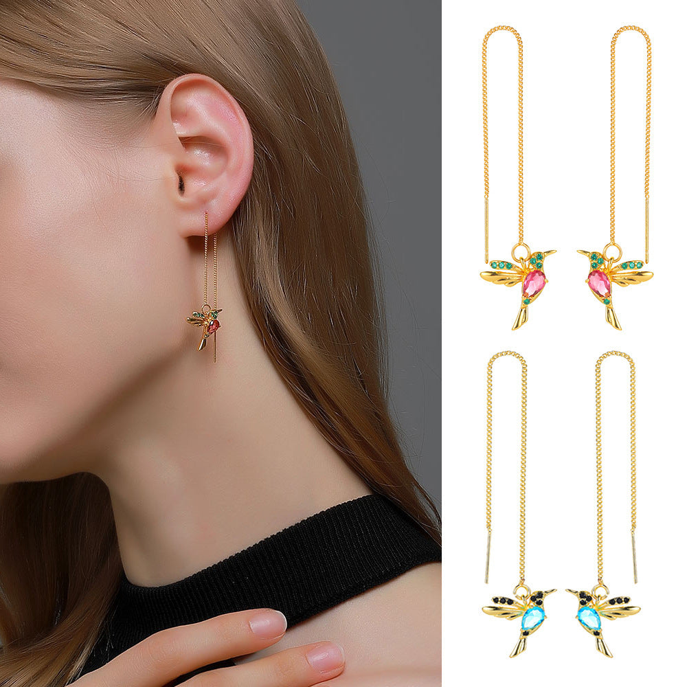 Unique Long Hummingbird Earrings