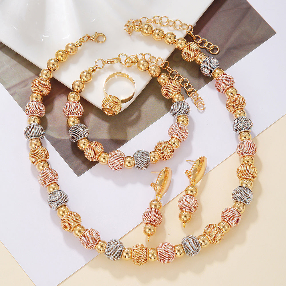 Fashionable Metallic Beaded Jewelry Set
