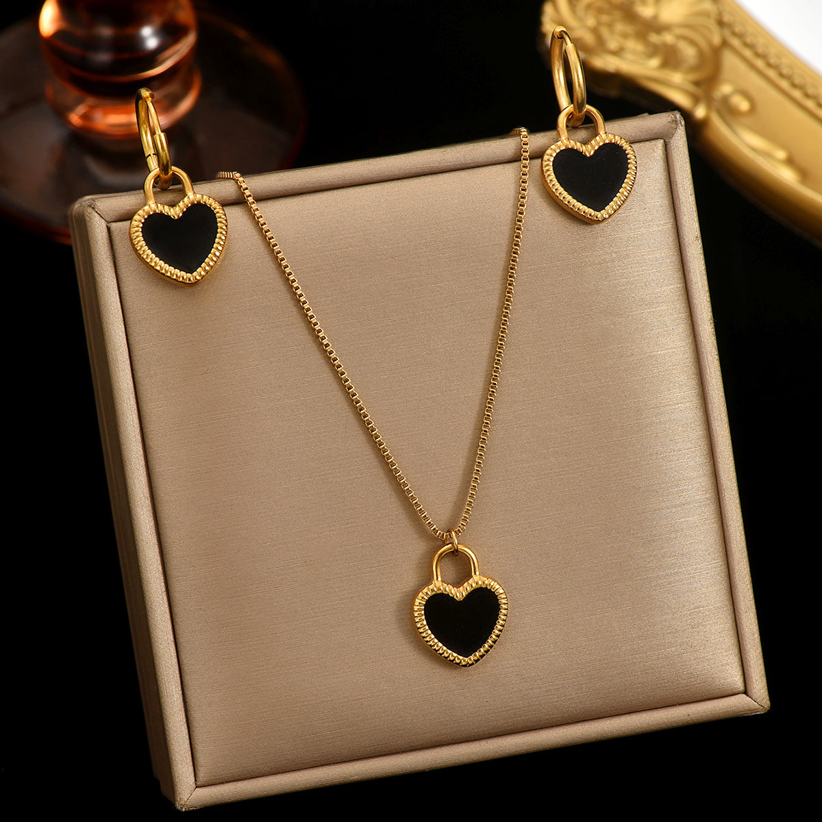 Heart Mirror Jewelry Set