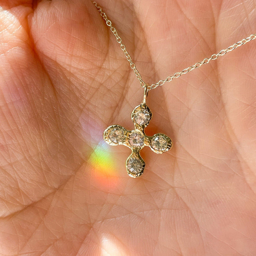 Luxury Floral Cross Zircon Necklace