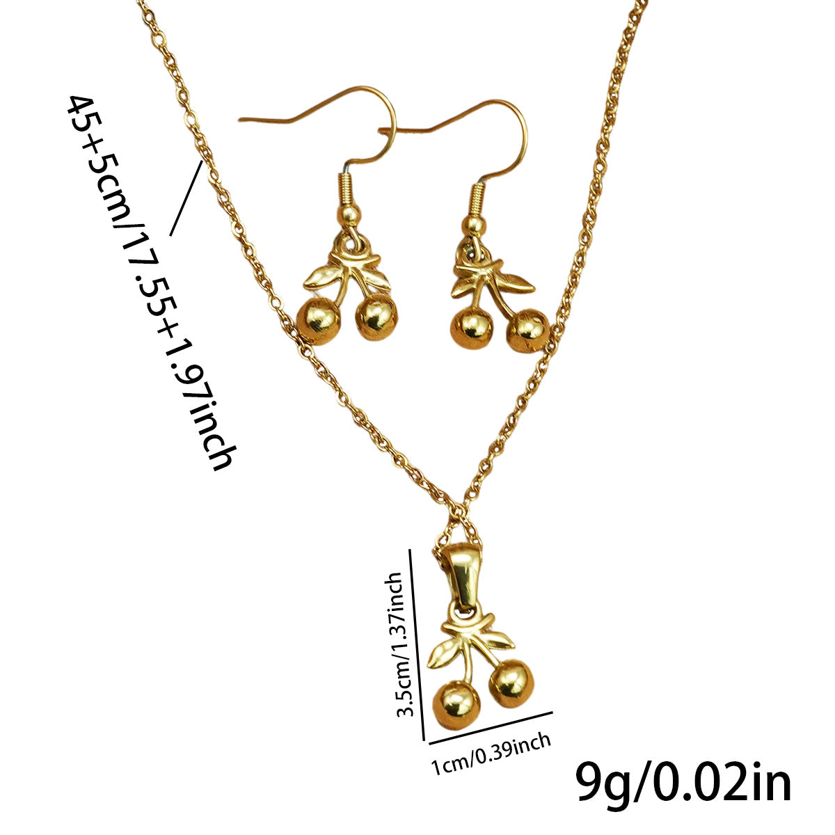 Cherry Pendant Necklace & Earrings Set