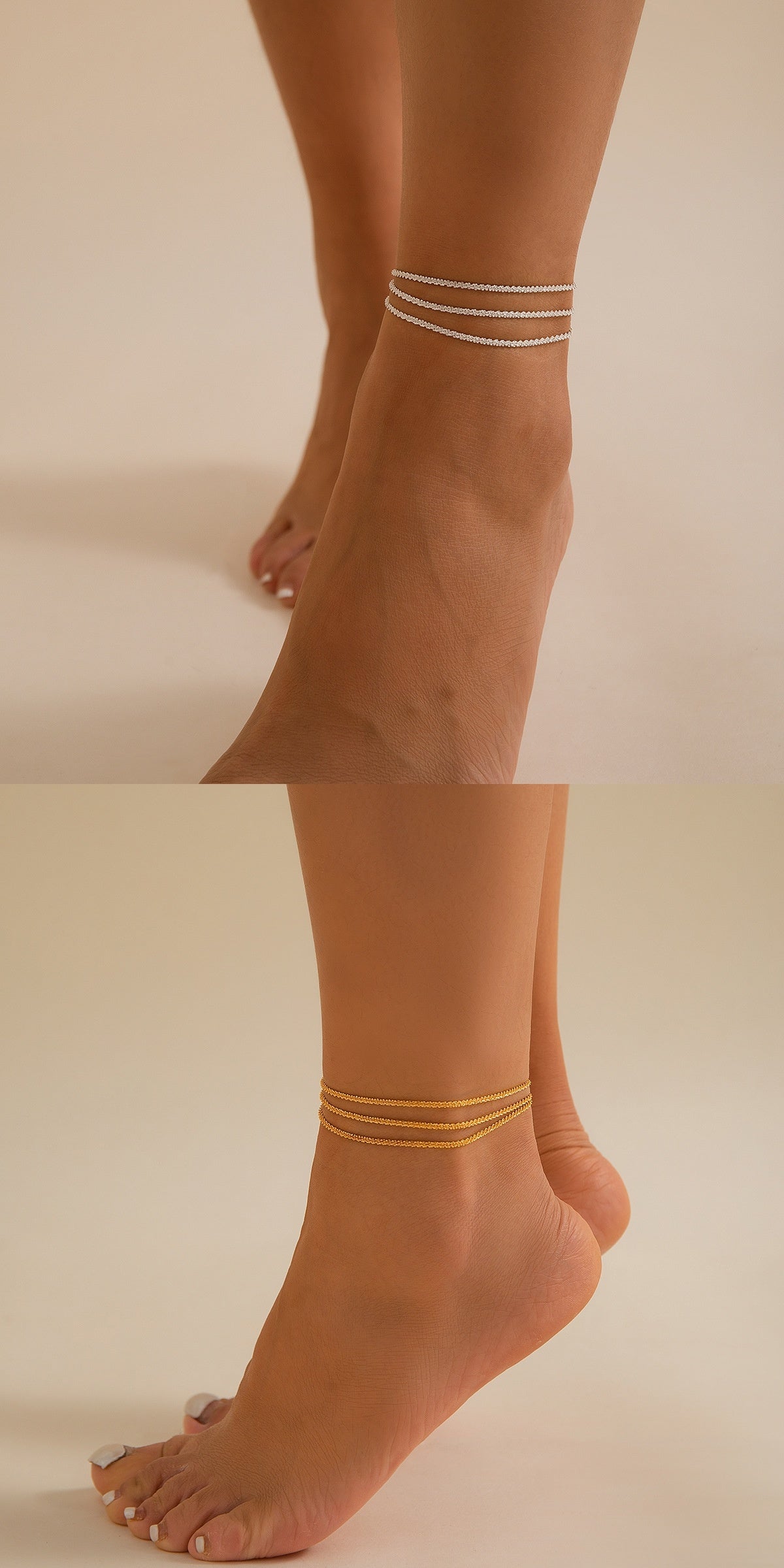 Sparkling Slim Chain Metallic Anklet
