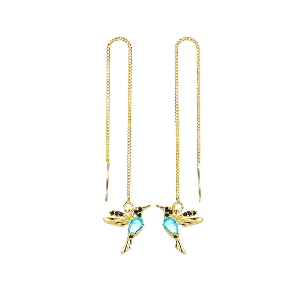 Unique Long Hummingbird Earrings