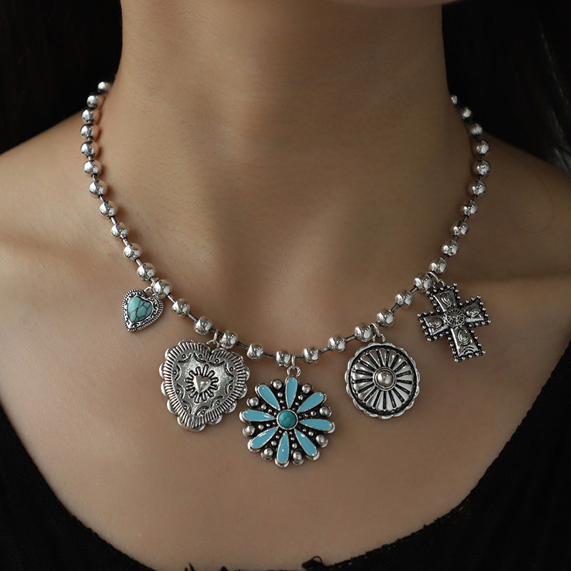 Vintage Embossed Cross Necklace
