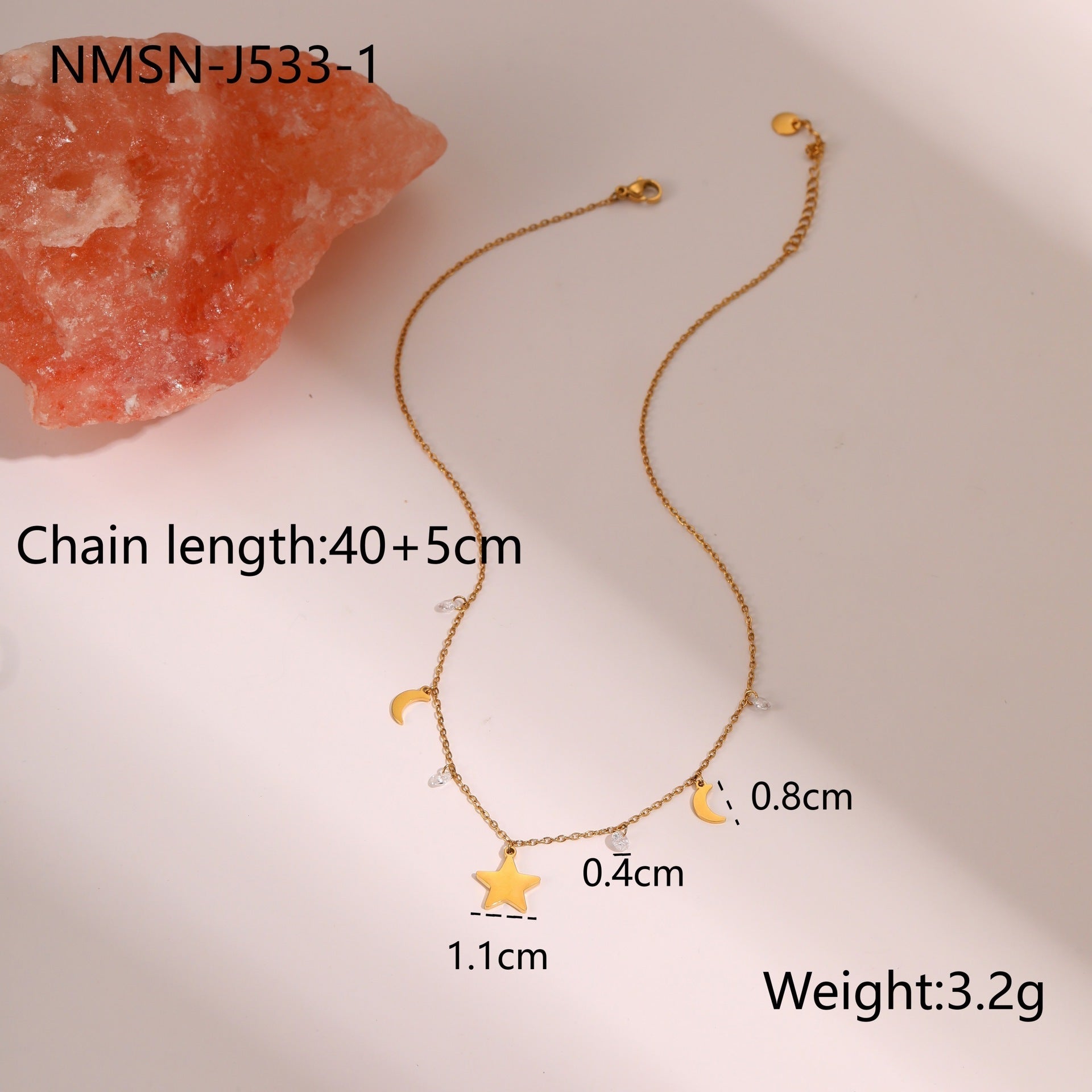 European Star Zircon Pendant Necklace