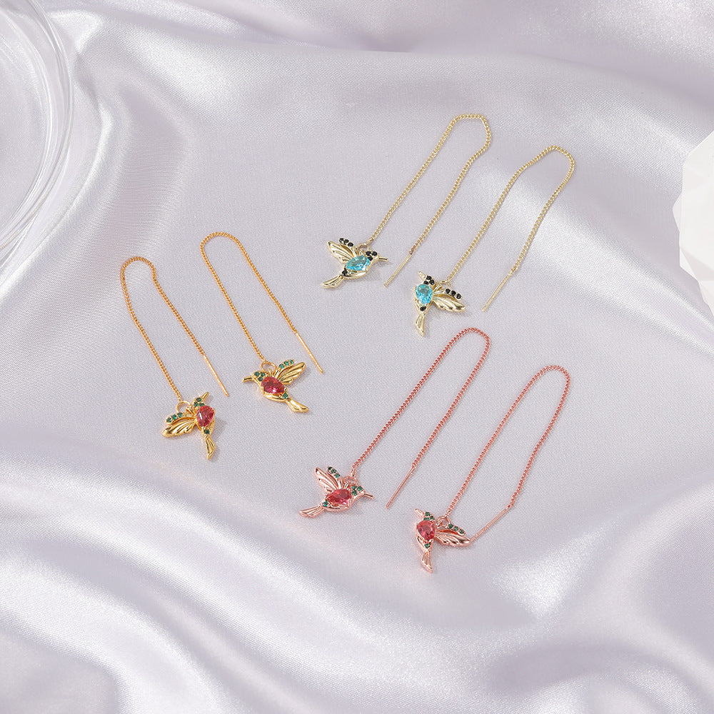Unique Long Hummingbird Earrings