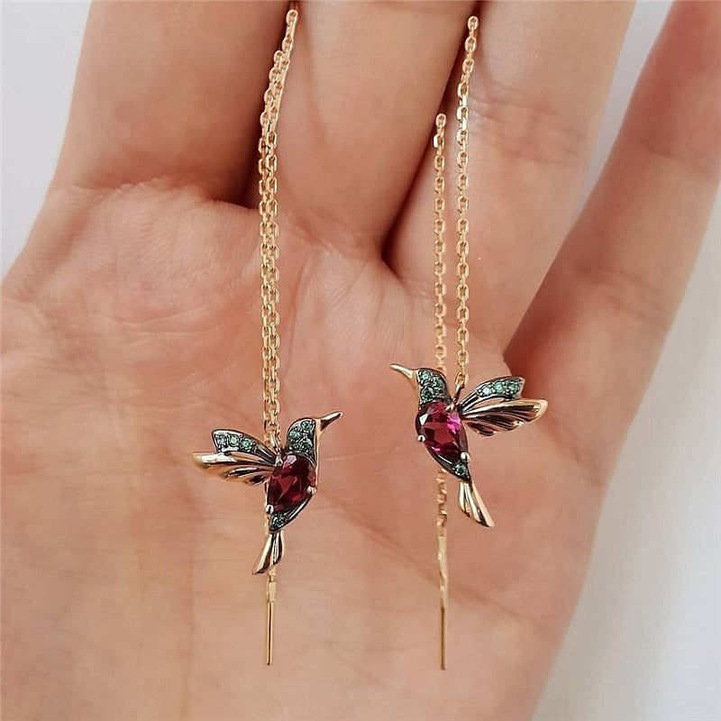 Unique Long Hummingbird Earrings