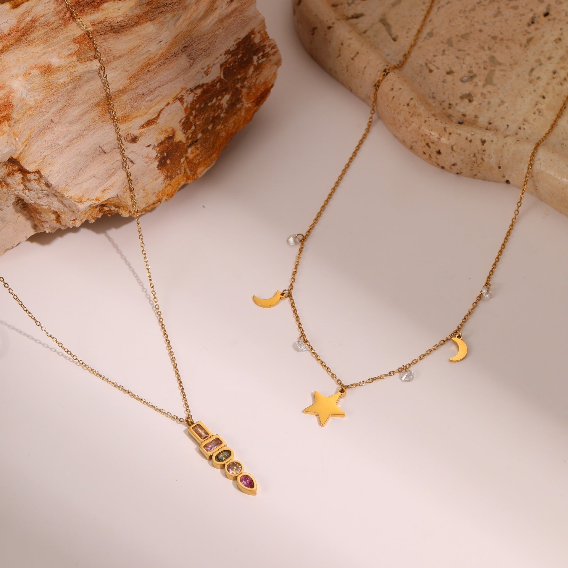 European Star Zircon Pendant Necklace