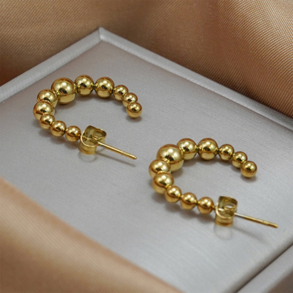 Golden Crescent Pendant Necklace and Earrings Set