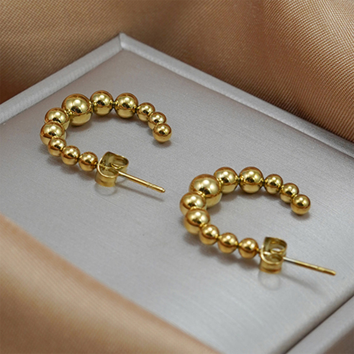 Golden Crescent Pendant Necklace and Earrings Set