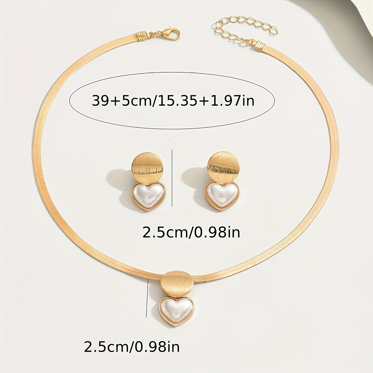 Heart & Pearl Collarbone Necklace Set