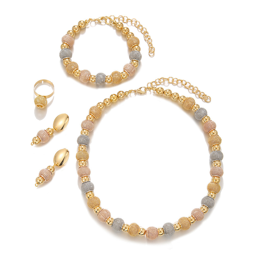 Fashionable Metallic Beaded Jewelry Set