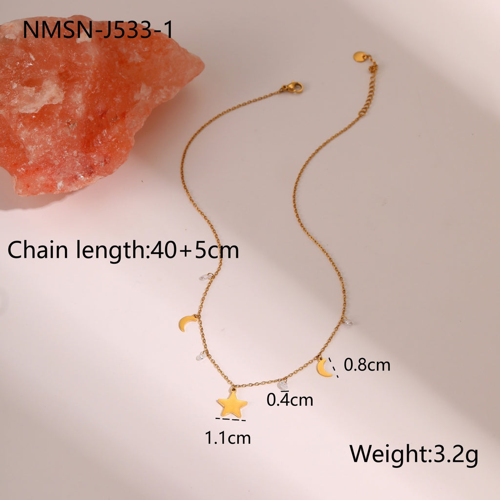 European Star Zircon Pendant Necklace